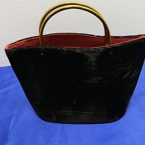 Vintage black crushed velvet small clutch